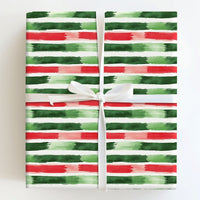 Modern Christmas Gift Wrap, Abstract Brushstroke Wrapping Paper, Red and Green Holiday Wrapping Paper Roll, Contemporary Xmas Gift Wrap