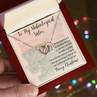 Best Friend CZ Two Heart Pendant, Unbiological Sister Interlocking Hearts Necklace, Surgical Steel Heart Jewelry, Christmas Present for Her