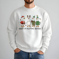 Silly Goose Holiday Sweater, Festive Goose Christmas Sweatshirt, Humorous Duck Winter Crewneck, Adorable Farm Animal Holiday Pullover Xmas Present