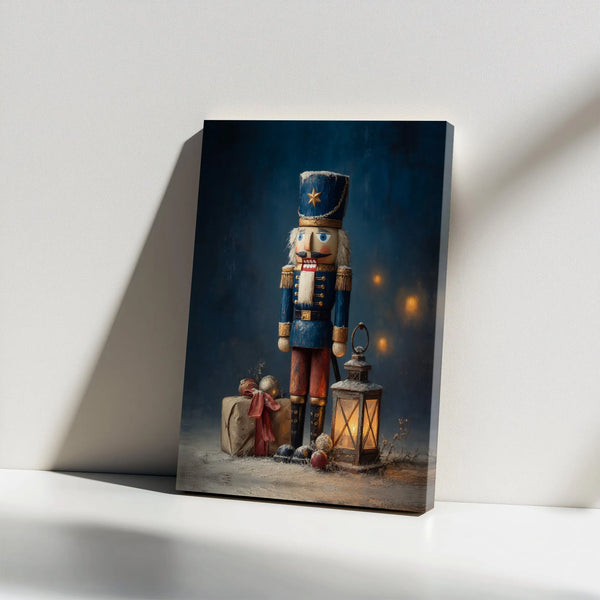 Nutcracker Soldier Wall Art, Vintage Christmas Nutcracker Canvas Print, Holiday Nutcracker Canvas Decor, Festive Xmas Wall Ca