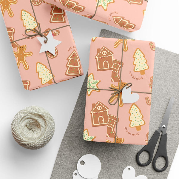 Adorable Holiday Cookie Gift Wrap Roll, Gingerbread Christmas Wrapping Paper, Festive Xmas Wrapping Paper, Holiday Present Su