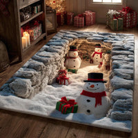 Adorable Snowman Christmas Rug, Snowman Area Rug, Winter Holiday Floor Rug, Festive Xmas Accent Rug, Non-Slip Washable Rug, Holiday Decor Present