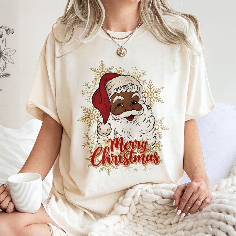 Inclusive Holiday Graphic Tee, Black Santa Christmas T-Shirt, Vintage Black Santa Shirt, Retro Christmas Tee, Holiday Present for Family