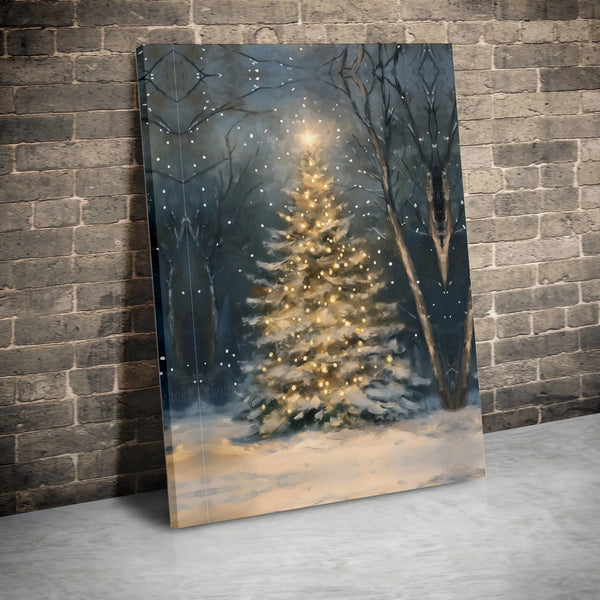 Snowy Winter Forest Canvas Print, Christmas Tree Canvas Wall Art, Winter Christmas Tree Art, Holiday Landscape Canvas, Xmas T