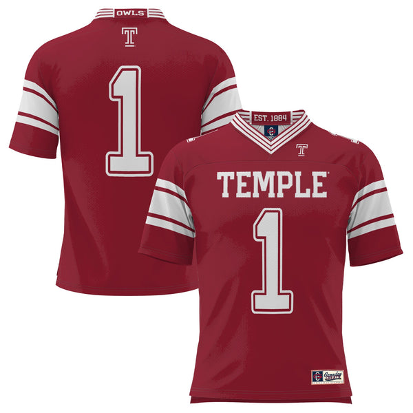 #1 Temple Owls Endzone Football Jersey - Cherry