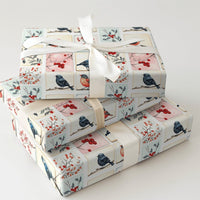 Watercolor Holiday Gift Wrap, Winter Bird Christmas Wrapping Paper, Festive Bird Tile Wrapping Paper, Nature Lover Xmas Wrapping Paper