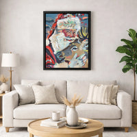 Abstract Holiday Santa Canvas, Santa Claus Reindeer Canvas Wall Art, Festive Christmas Reindeer Canvas Print, Winter Holiday Wall Decor