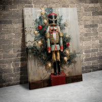 Christmas Tree Holiday Canvas Print, Vintage Nutcracker Canvas Wall Art, Comfy Winter Canvas, Festive Christmas Wall Decor, Holiday Present