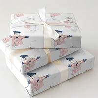 Watercolor Christmas Gift Wrap, Nautical Snowman Captain Wrapping Paper, Sailor Snowman Holiday Wrapping Paper, Adorable Winter Gift Wrap Roll