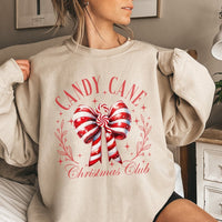 Holiday Ribbon Sweatshirt, Candy Cane Christmas Club Sweatshirt, Festive Winter Sweatshirt, Comfy Xmas Crewneck Sweater, Holiday Party Present
