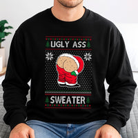 Ugly Christmas Sweatshirt, Humorous Santa Butt Mooning Sweatshirt, Humorous Holiday Party Sweatshirt, Naughty Santa Gag Sweater, Adult Xmas Present