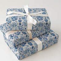 Watercolor Toile Christmas Gift Wrap, Blue Nutcracker Wrapping Paper, Nutcracker Soldier Wrapping Paper, Floral Holiday Gift Wrap Paper