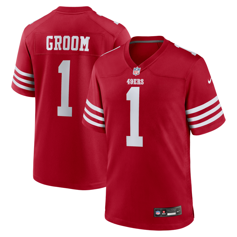 San Francisco 49ers Number 1 Groom Scarlet Game Jersey