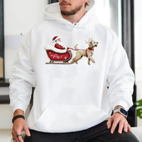 Doodle Santa Sleigh Graphic Sweatshirt, Goldendoodle Christmas Hoodie, Adorable Dog Mom Holiday Pullover, Winter Dog Lover Hooded Sweatshirt