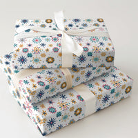 Retro Starburst Gift Wrap Paper, Mid Century Modern Snowflake Wrapping Paper, Vintage Mod Christmas Wrapping Paper Roll Holiday Gift Wrap