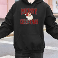 Retro Santa Claus Sweatshirt, Merry Christmas Santa Hoodie, Vintage Holiday Graphic Hoodie, Comfy Xmas Winter Pullover Hoodie, Christmas Present