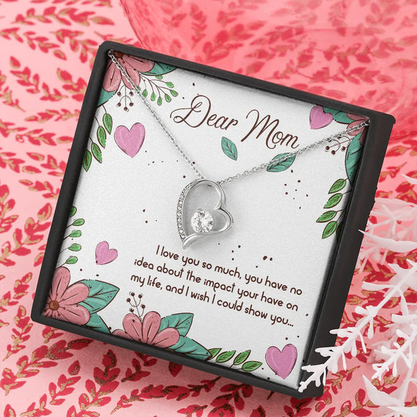 Cubic Zirconia Heart Pendant, Forever Love Heart Necklace for Mom, 14K White Gold Finish Mom Necklace, Birthday Christmas Pre