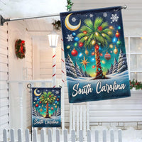 Palm Tree Coastal Holiday Yard Flag, South Carolina Christmas Garden Flag, SC State Pride Winter Flag, Double-Sided Lawn Banner Decor