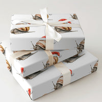 Santa Hat Animal Gift Wrap, Christmas Snail Wrapping Paper, Whimsical Snail Wrapping Paper Roll, Holiday Wrapping Paper
