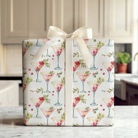 Holiday Martini Gift Wrap, Christmas Cocktail Wrapping Paper, Festive Christmas Cocktail Present Wrap, Elegant Holiday Present Paper Roll