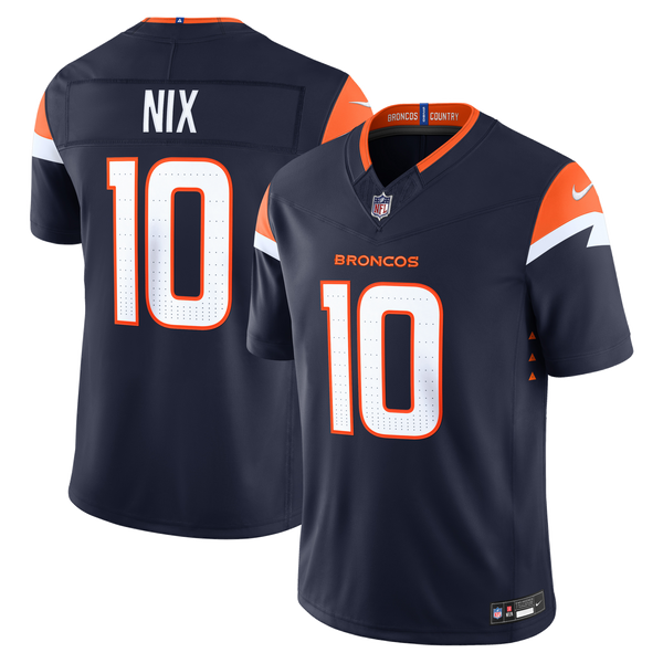 Denver Broncos Bo Nix Navy Alternate Stitched Limited Jersey