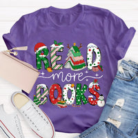 Festive Holiday Book Lover Shirt, Read More Books Christmas Teacher T-Shirt, Xmas Reading Graphic Tee, English Teacher Christmas Shirt