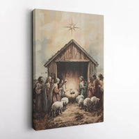 Holy Family Watercolor Canvas Print, Nativity Scene Canvas Wall Art, Birth of Christ Canvas, Religious Christian Wall Art, Christmas Present