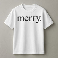 Minimalist Holiday Typography Shirt, Merry Christmas T-Shirt, Festive Christmas Graphic Tee, Winter Aesthetic Apparel, Holiday Present T-Shirt