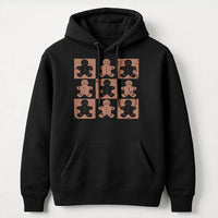 Retro Christmas Cookie Grid Hoodie, Gingerbread Man Hoodie, Holiday Baking Hooded Sweatshirt, Adorable Xmas Pullover Hoodie, Winter Baker Present