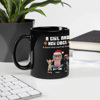 Adorable Girl and Dogs Christmas Mug, Personalized Dog Mom Mug, Custom Pet Lover Coffee Cup, Holiday Dog Mama Ceramic Mug 11oz 15oz