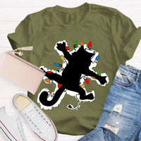 Adorable Holiday Kitty Graphic Tee, Cat Christmas Lights Shirt, Festive Winter Cat T-Shirt, Merry Catmas Animal Lover Shirt, Xmas Holiday Present