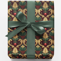 Victorian Holiday Floral Gift Wrap, Baroque Christmas Wrapping Paper, Vintage Botanical Xmas Wrapping Paper, Elegant Holiday Present Wrap