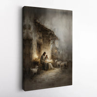 Holy Family Manger Canvas Print, Nativity Scene Canvas Wall Art, Christian Christmas Wall Decor, Religious Canvas Art, Spiritual Home Present
