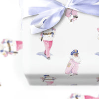 Law Enforcement Gift Wrap, Pink Police Santa Wrapping Paper, Watercolor Police Officer Christmas Wrapping Paper, Adorable Holiday Gift Wrap