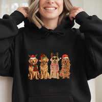 Adorable Festive Dog Mom Hoodie, Golden Retriever Christmas Hoodie, Holiday Pet Lover Sweatshirt, Retro Winter Puppy Pullover Hoodie, Dog Present