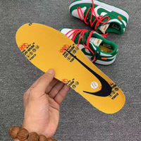Low Top Sneakers, Green Off White Colorway, Lace Up Design, Casual Gift for Sneaker Fans
