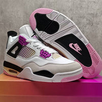 Mid Top Sneakers, White Pink Purple Colorway, Lace Up Design, Casual Gift for Sneaker Fans