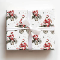 Off Road Quad Christmas Gift Wrap, Santa Riding ATV Wrapping Paper, Humorous Four Wheeler Holiday Wrapping Paper, Outdoor Sports Gift Wrap