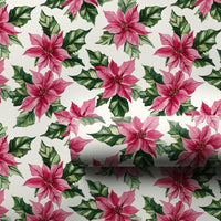 Watercolor Christmas Floral Gift Wrap, Pink Poinsettia Wrapping Paper, Pastel Botanical Wrapping Paper Roll, Elegant Holiday Present Wrap