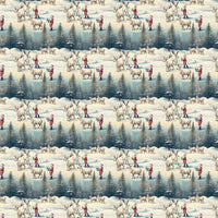 Christmas Reindeer Gift Wrap Roll, Vintage Santa Wrapping Paper, Holiday Winter Scene Present Paper, Retro Xmas Gift Wrap, Festive Paper