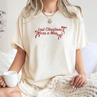 Elegant Bow Bride Tee, Last Christmas as a Miss Shirt, Future Mrs Holiday T-Shirt, Bridal Engagement Graphic Tee, Bride to Be Xmas Present