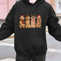 Adorable Festive Dog Mom Hoodie, Golden Retriever Christmas Hoodie, Holiday Pet Lover Sweatshirt, Retro Winter Puppy Pullover Hoodie, Dog Present