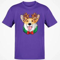 Holiday Dog Lover T-Shirt, Corgi Christmas Reindeer Antlers Shirt, Adorable Xmas Puppy Graphic Tee, Festive Corgi Shirt, Winter Holiday Present