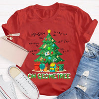 Humorous Geometry Pun Christmas T-Shirt, Oh Geometree Math Teacher Shirt, Holiday Math Teacher Graphic Tee, Xmas Math Teacher Holiday Present
