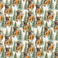 Boxer Christmas Gift Wrap, Boxer Dog Wrapping Paper, Woodland Dog Holiday Wrapping Paper, Dog Lover Xmas Gift Wrap Roll, Pet Present Paper