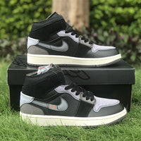 Mid Top Sneakers, Black Gray Colorway, Lace Up Design, Casual Gift for Sneaker Fans