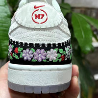Low Top Sneakers, White Black Colorway, Lace Up Design, Casual Gift for Sneaker Fans