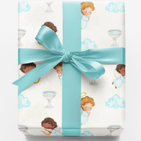 Cloudlight Blessings Gift Wrap, Celestial Angel Wrapping Paper, Angel Holiday Wrapping Paper, Baptism Christmas Gift Wrap Roll