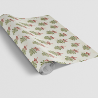 Watercolor Holiday Botanical Gift Wrap, Mistletoe Christmas Wrapping Paper, Festive Xmas Wrapping Paper, Holiday Present Roll