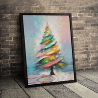Colorful Xmas Tree Print, Abstract Christmas Tree Wall Art Digital Download, Modern Holiday Poster, Printable Festive Canvas Decor